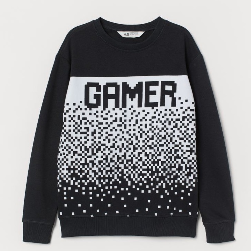 H&M Boys GAMER Print Black Sweatshirt (Size 12-14)